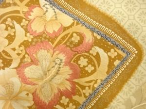 アンティーク　菱に花模様刺繍名古屋帯